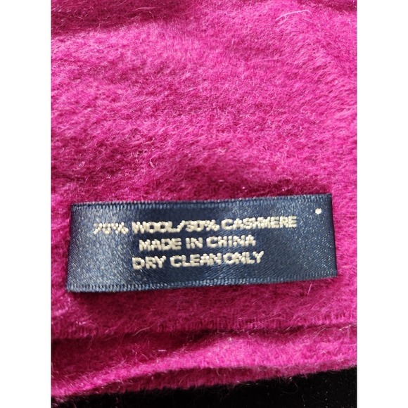 Coach purple scarf 70% wool 30% cashmere with tassels - Picture 7 of 7